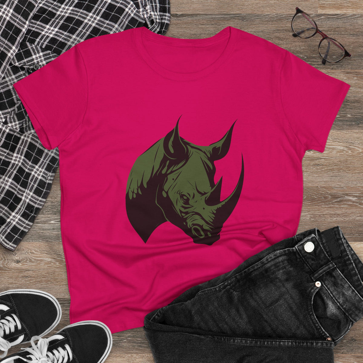 Black Ink Rhino T-Shirt for Women — African Wildlife Tee