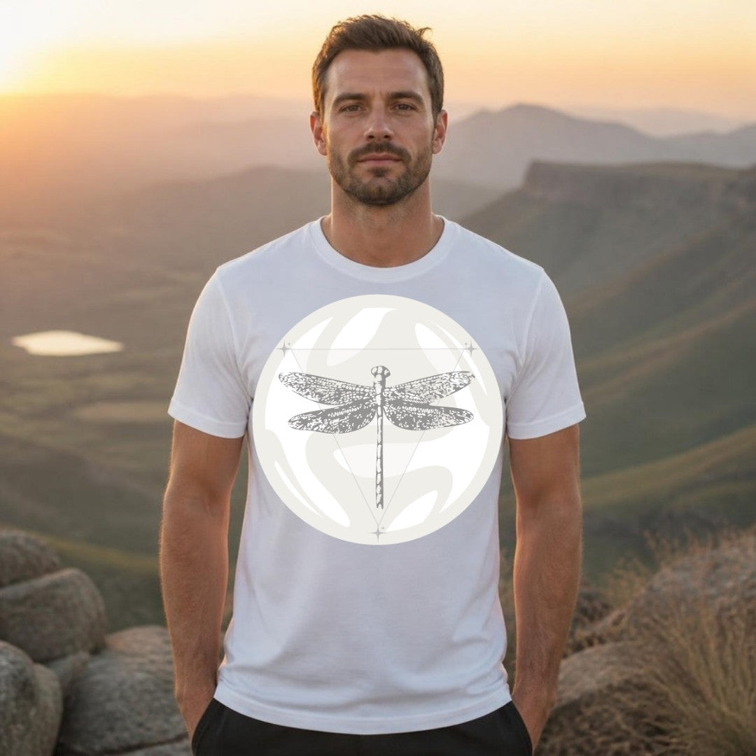 Dragonfly tee worn outdoors - 12 Seconds Apparel