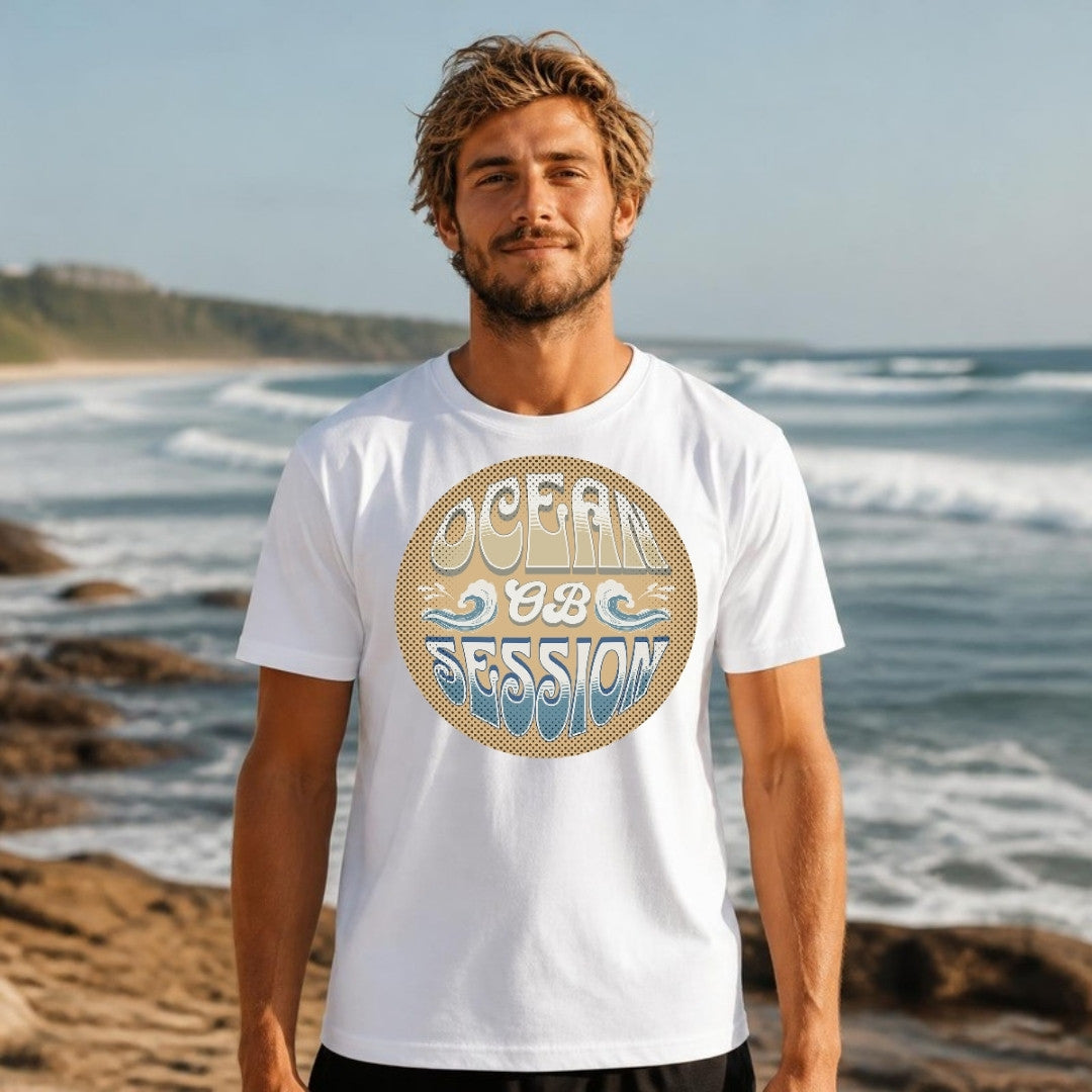 Ocean Obsession tee worn outdoors - 12 Seconds Apparel