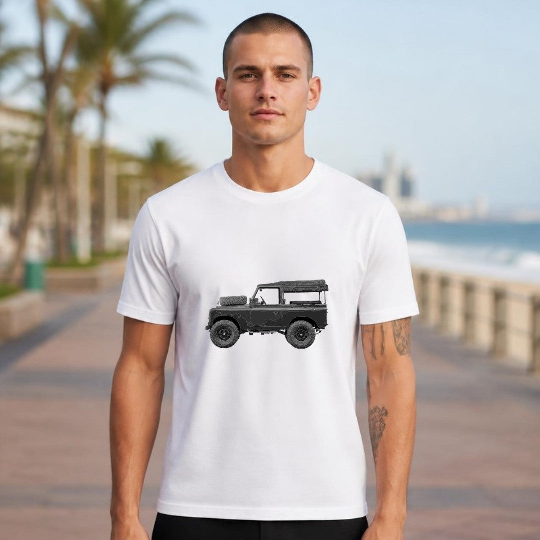 Sunset Cab tee worn outdoors - 12 Seconds Apparel