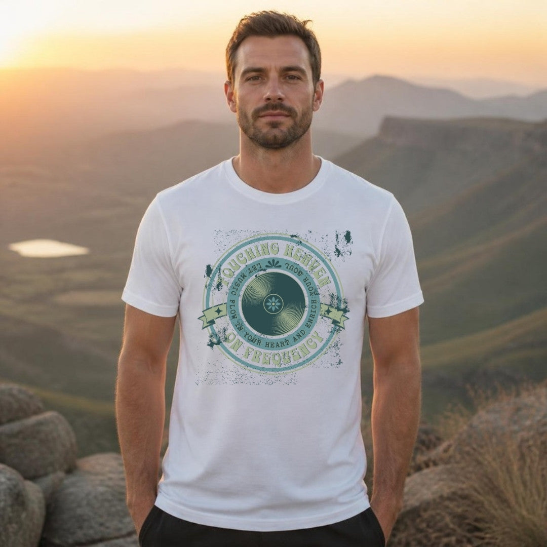 Touching Heaven tee worn outdoors - 12 Seconds Apparel