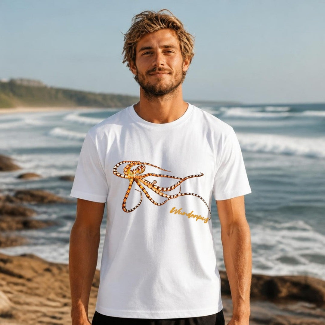 Wunderpus octopus tee worn outdoors - 12 Seconds Apparel