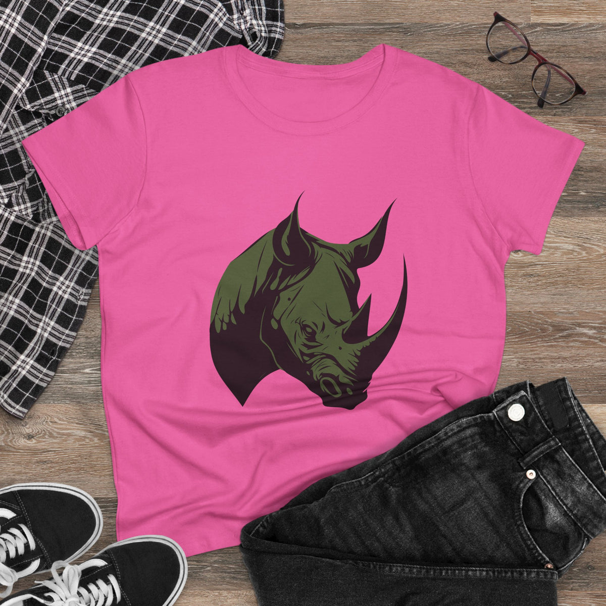 Black Ink Rhino T-Shirt for Women — African Wildlife Tee