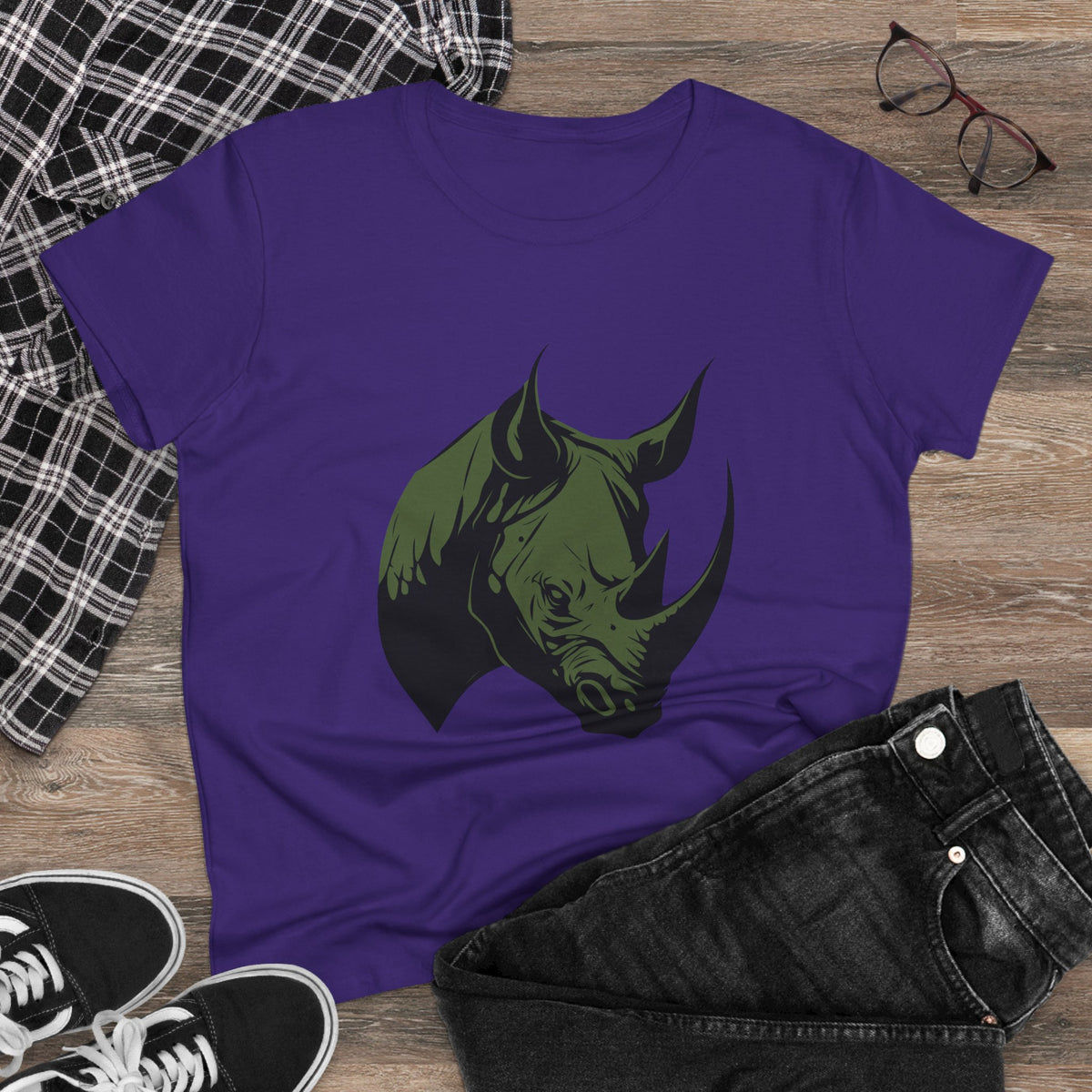 Black Ink Rhino T-Shirt for Women — African Wildlife Tee
