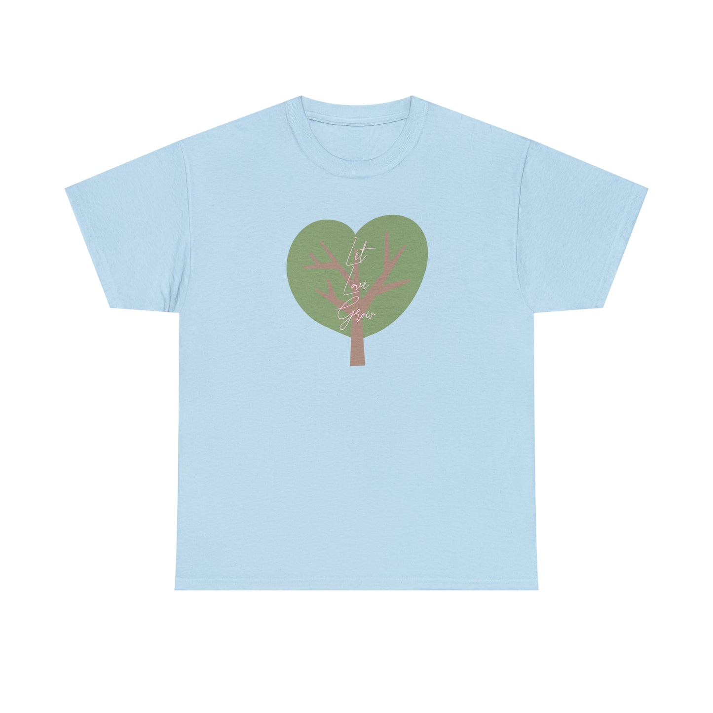 Ladies' Heavy Cotton Tee - LET LOVE GROW - GREEN TREE - 12 SECONDS APPAREL