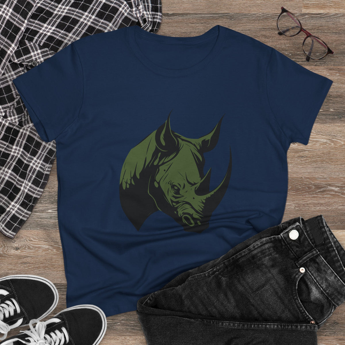 Black Ink Rhino T-Shirt for Women — African Wildlife Tee